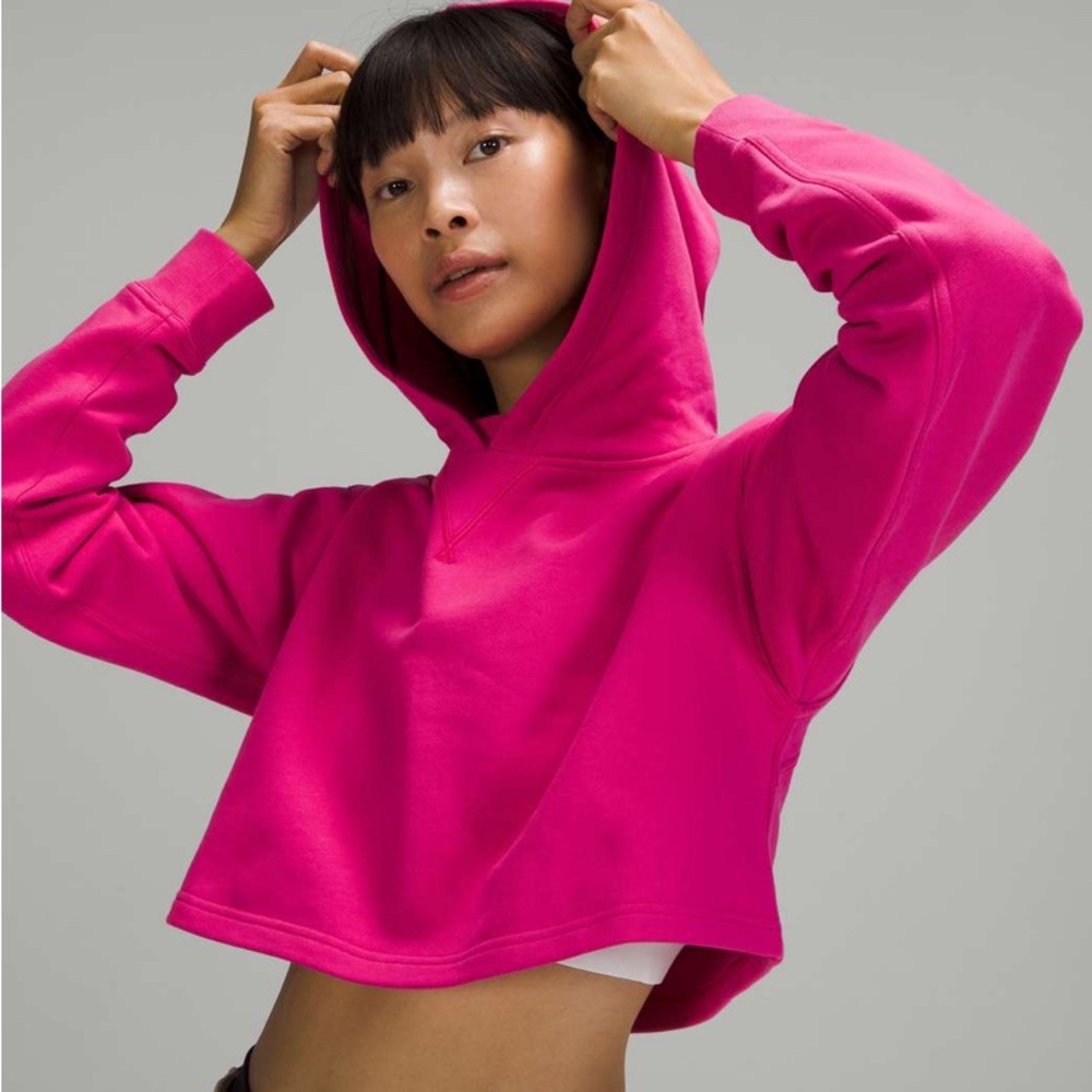 EUC Lululemon All Yours Cropped Hoodie in Sonic Pink | Small (4/6)
